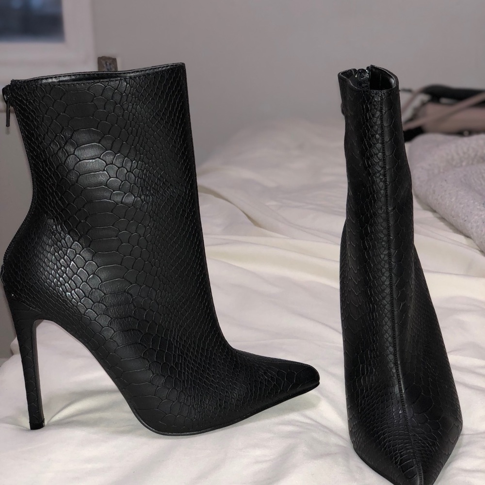 Black leather boots